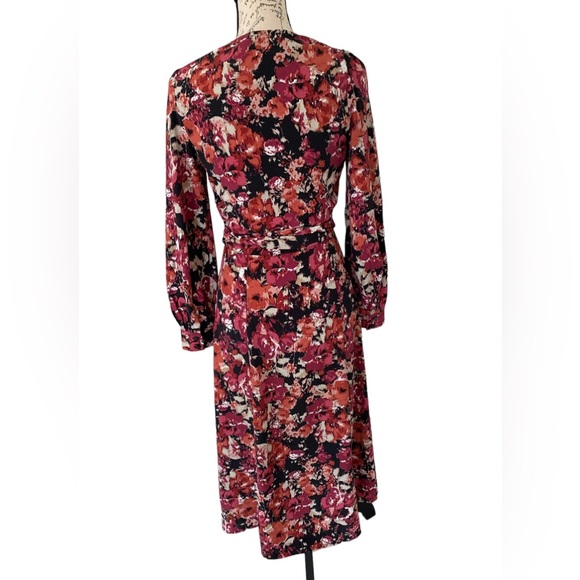 Chelsea28 Black Floral Tie Front Wrap Midi Dress Size XS - Picture 3 of 7